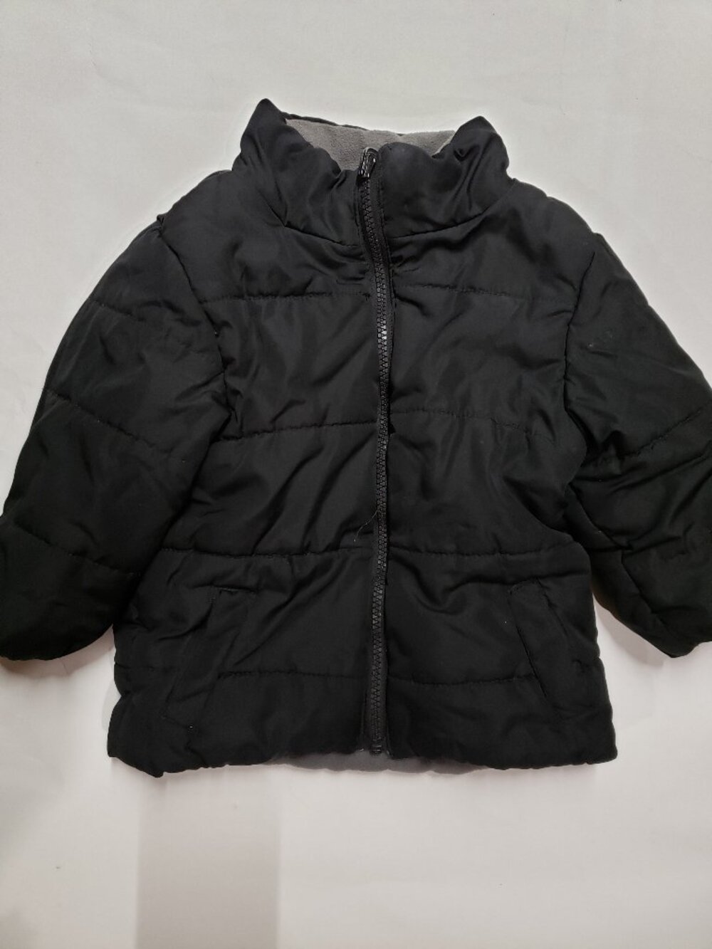 4/$20 Faded Glory 24M reversible fleece jacket, toddler Spring Fall black grey